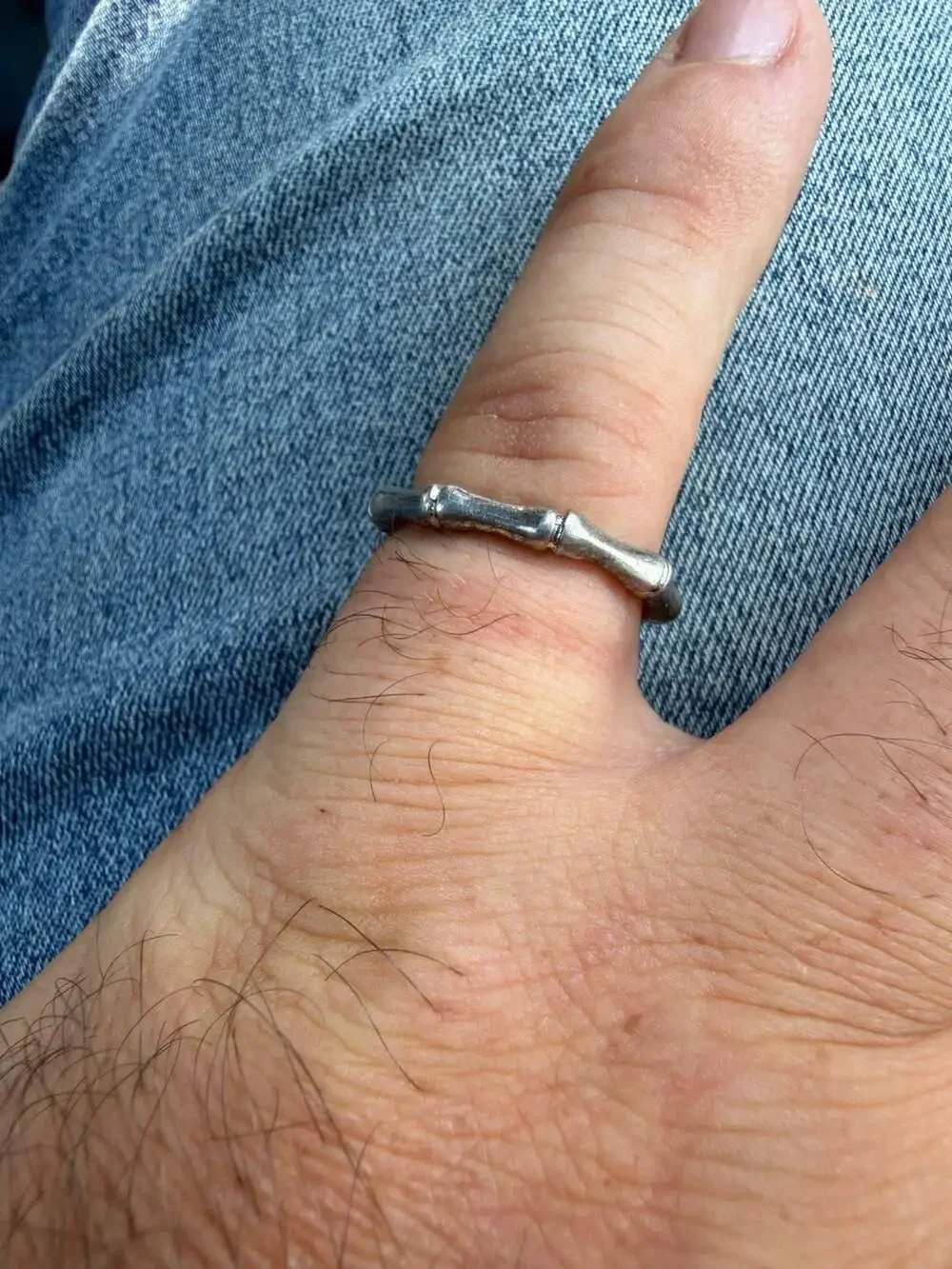 Sterling Silver 925 Bamboo Design Band Ring